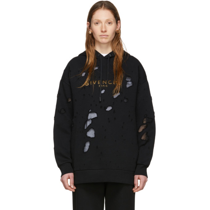 Photo: Givenchy SSENSE Exclusive Black Destroyed Hoodie
