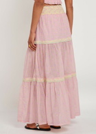 Loveshackfancy Phia Floral-print Tiered Cotton Maxi Skirt Pink