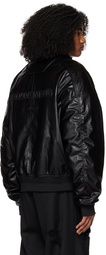 Juun.J Black Embroidered Faux-Leather Jacket