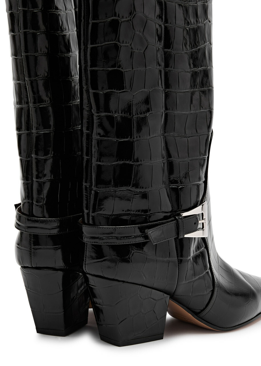 Paris Texas Jane Crocodile Effect Leather Mid-calf Boots