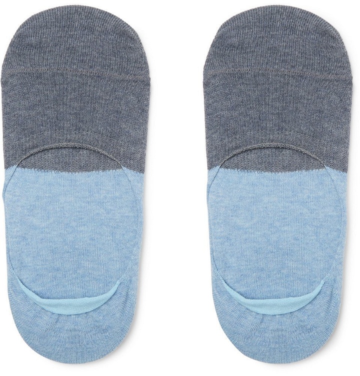 Photo: Anonymous Ism - Two-Tone No-Show Cotton-Blend Socks - Blue
