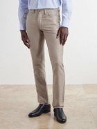 Brioni - Straight-Leg Cotton-Moleskin Trousers - Neutrals