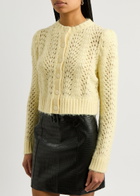 Kitri Matilda Pointelle-knit Cardigan Yellow
