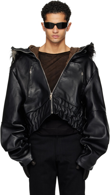 Photo: Swampgod Black Dragoncello Cropped Leather Jacket