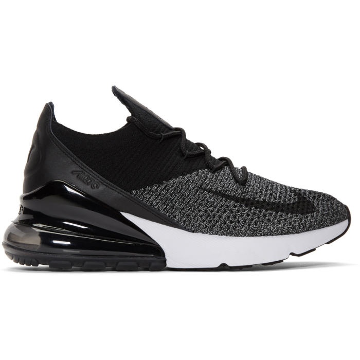 Photo: Nike Black and White Air Max 270 Flyknit Sneakers 