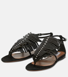 Alaïa Embellished suede thong sandals