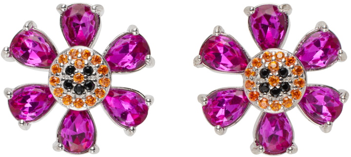 Photo: Collina Strada SSENSE Exclusive Pink & Silver Happy Flower Earrings