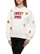MC2 Saint Barth Woman Fleeced Cotton Sweatshirt Stardust With Ginger Cane Patches