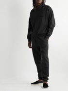 FEAR OF GOD ESSENTIALS - Logo-Flocked Cotton-Blend Jersey Mock-Neck Sweatshirt - Black