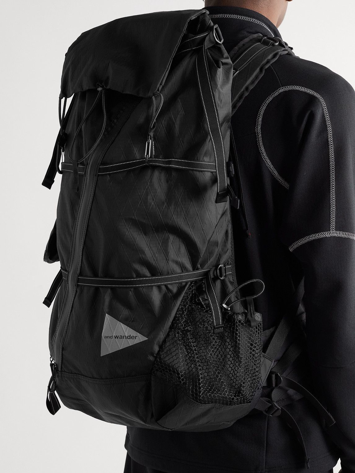 And Wander, Mesh-Trimmed Logo-Print Ripstop Backpack