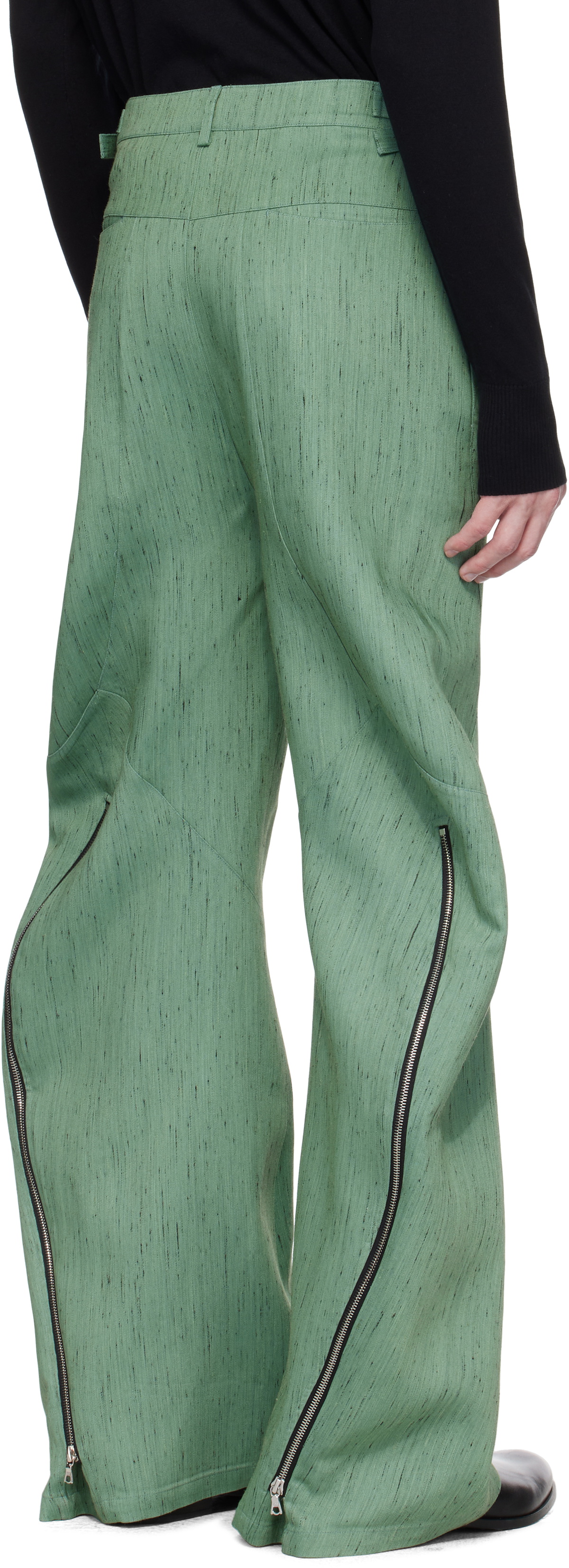 CMMAWEAR SSENSE Exclusive Green Articulated Back-Zip Trousers