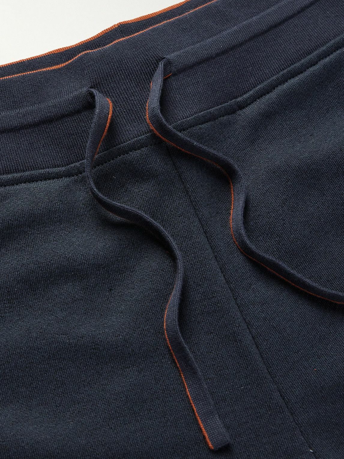 Loro Piana - Tapered Cotton and Linen-Blend Fleece Sweatpants - Blue ...