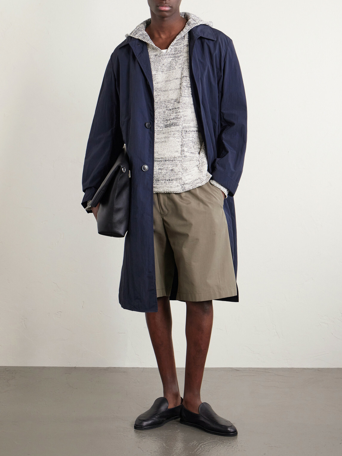Auralee - Patchwork Cotton and Linen-Blend Hoodie - Gray