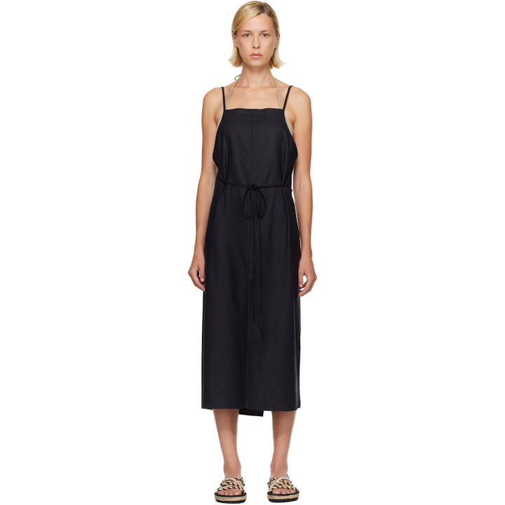 Photo: Baserange Black Yumi Apron Midi Dress