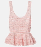 Anna Kosturova Marianne crochet peplum cotton top
