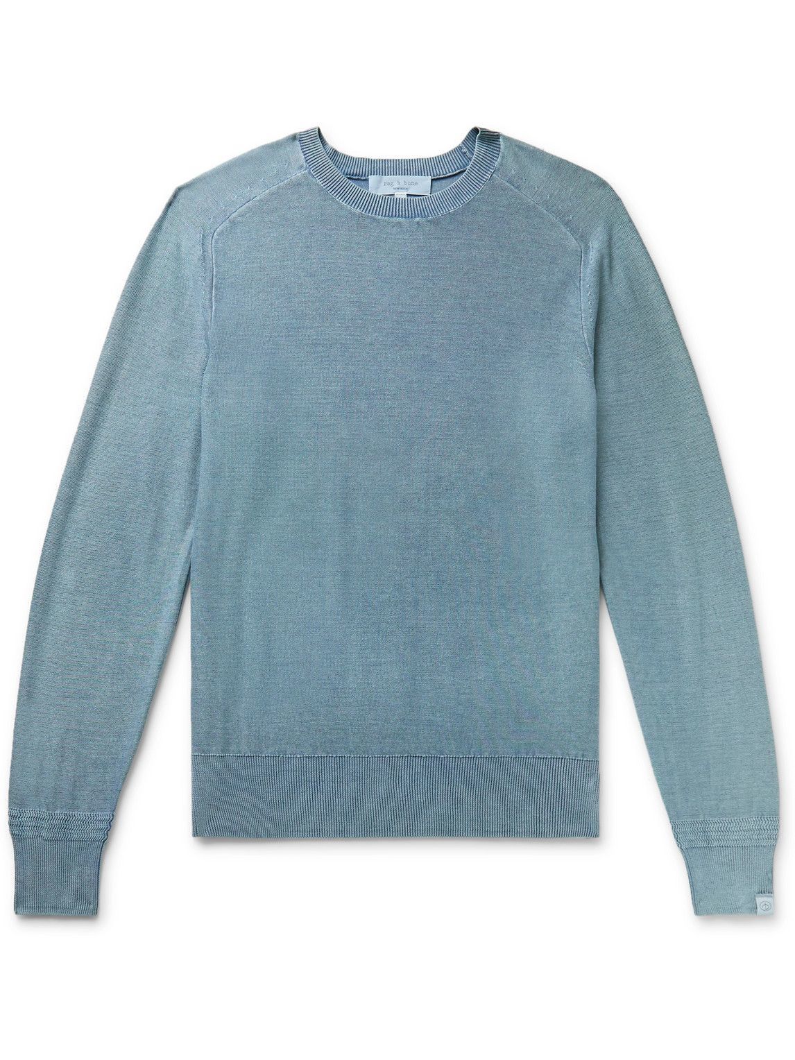 Rag Bone Lance Garment Dyed Cotton Sweater Blue Rag and Bone