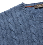 Loro Piana - Slim-Fit Cable-Knit Baby Cashmere Sweater - Blue