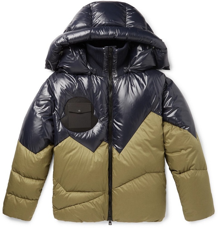 Photo: Moncler Genius - 2 Moncler 1952 Two-Tone Quilted Shell Hooded Down Jacket - Men - Navy