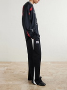 Balenciaga - NBA Wide-Leg Logo-Embroidered Cotton-Jersey Sweatpants - Black