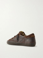 Golden Goose - Super-Star Distressed Suede-Trimmed Leather Sneakers - Black