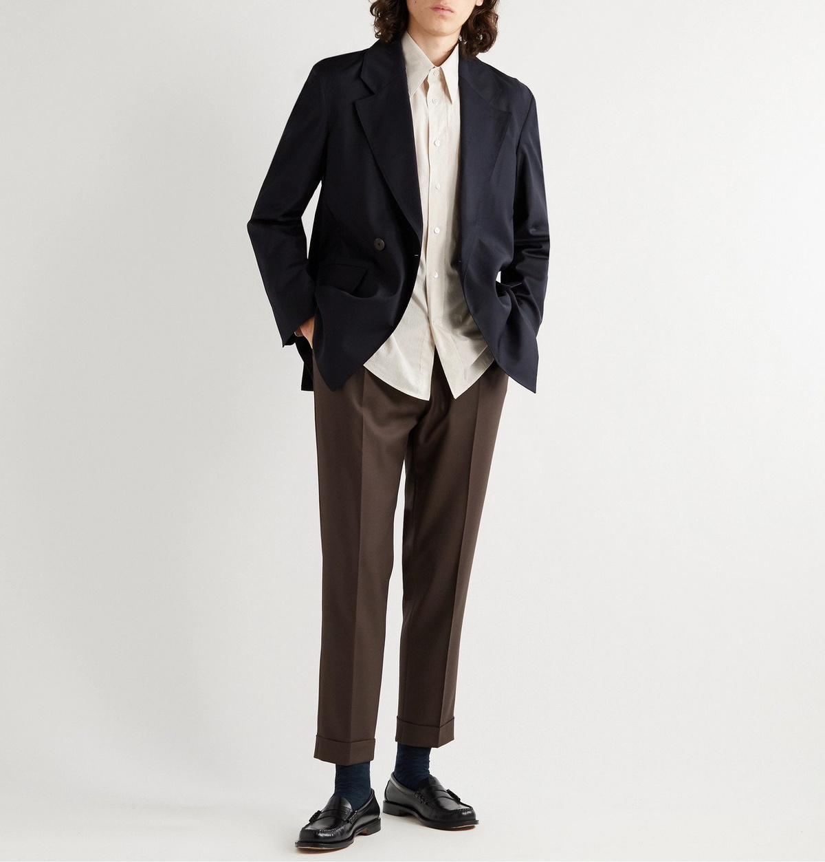 Studio Nicholson - Double-Breasted Virgin Wool Suit Jacket - Blue