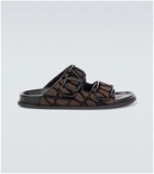 Valentino Garavani Toile Iconographe leather-trimmed sandals