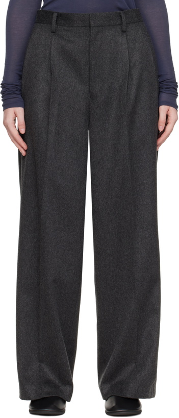 Photo: AURALEE Gray Cashmere Moleskin Two-Tuck Trousers
