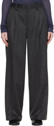 AURALEE Gray Cashmere Moleskin Two-Tuck Trousers