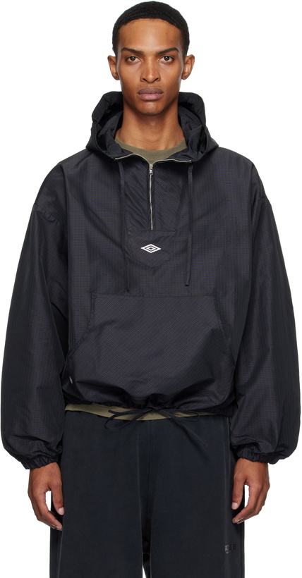 Photo: Umbro Brown & Navy Check Mask Anorak