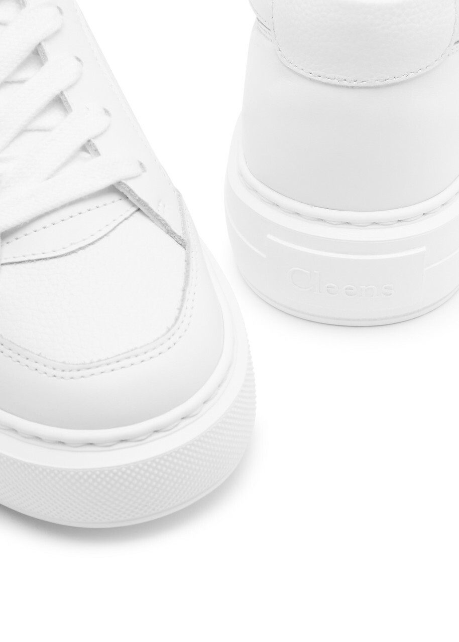 Cleens Luxor Grained Leather Sneakers White