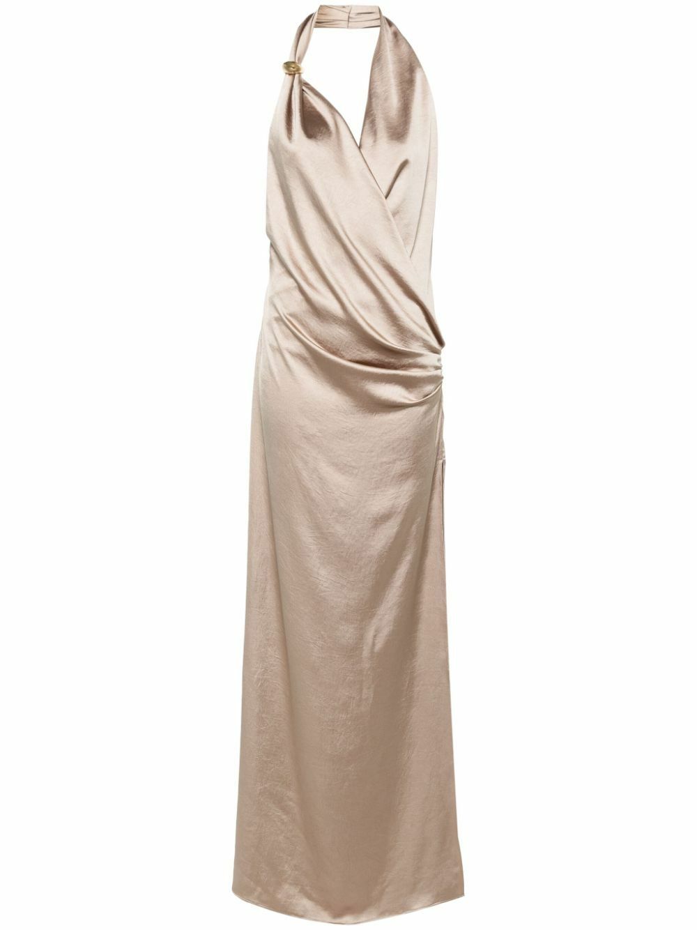 Blumarine Neutral Satin Draped Dress
