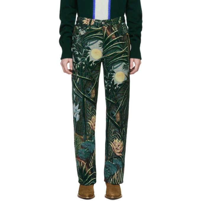 Photo: Kenzo Green Jacquard Memento Straight-Cut Trousers