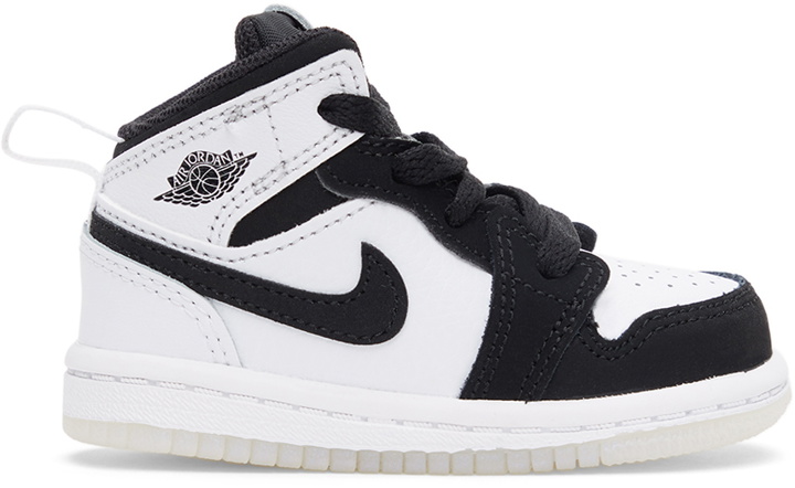 Photo: Nike Jordan Baby White & Black Jordan 1 Mid SE Sneakers