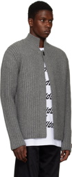 We11done Gray Funnel Neck Cardigan