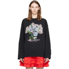 GANNI Black Wool Flowers Oversized Sweater