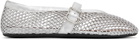 ALAÏA Silver Fishnet Ballerina Flats