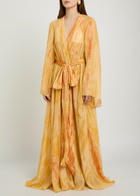 Delos Azura Printed Cotton and Silk-blend Maxi Dress Yellow