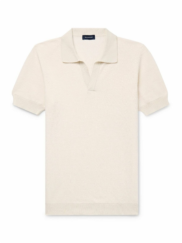 Photo: Thom Sweeney - Birdseye Cotton and Linen-Blend Polo Shirt - Neutrals