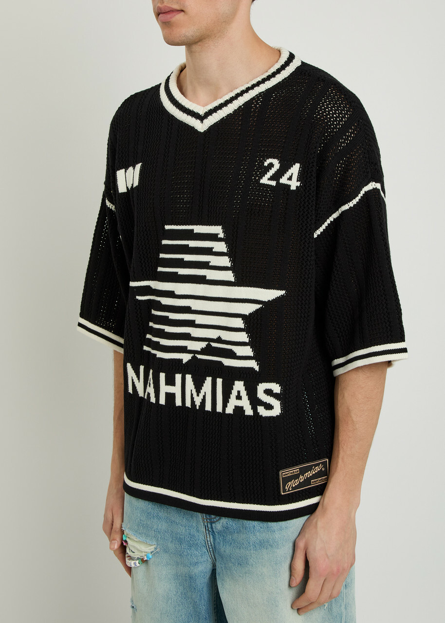 Nahmias Knit Star Cotton-knit Football T-shirt Black