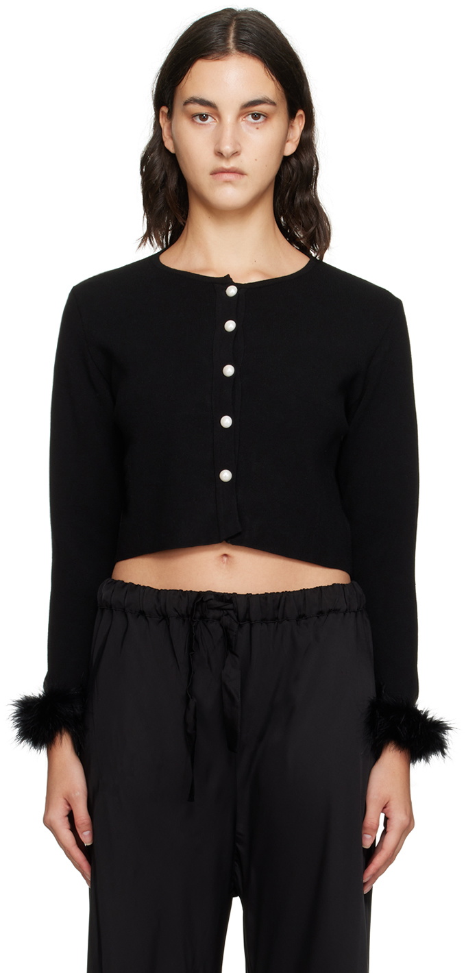 Sleeper Black Cropped Cardigan