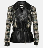 Alexander McQueen Leather-trimmed biker jacket