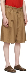 Hed Mayner Brown Linen Shorts