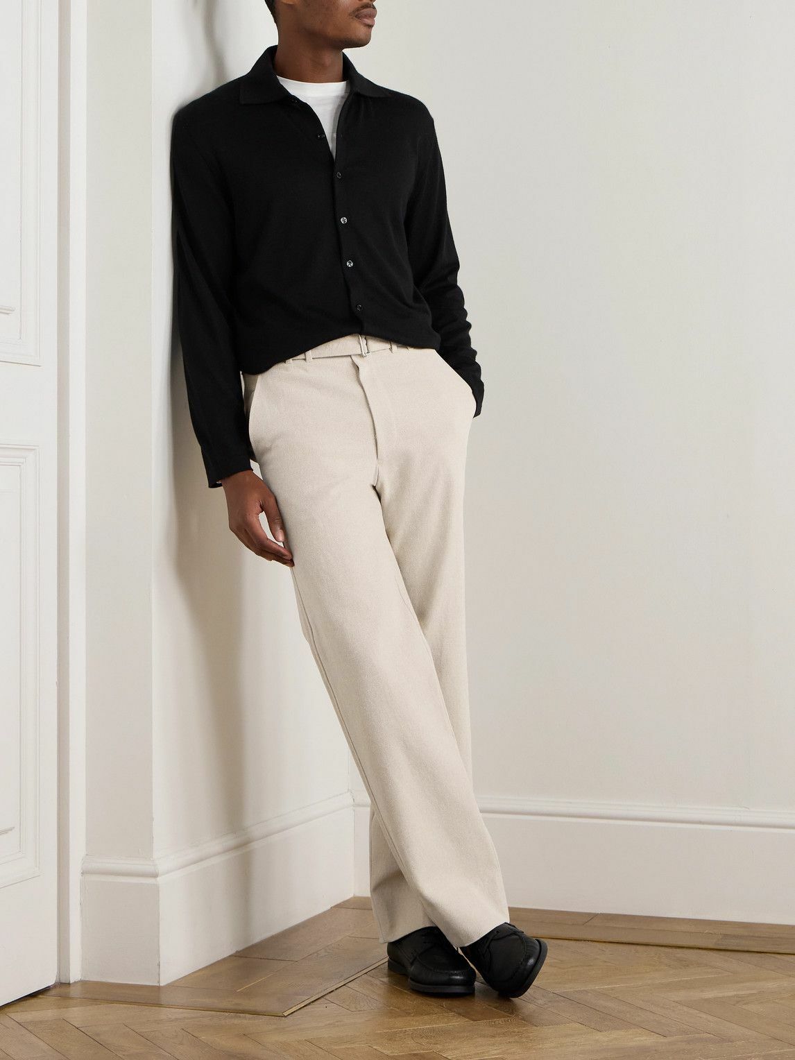 Stòffa - Straight-Leg Belted Cotton-Twill Trousers - Neutrals