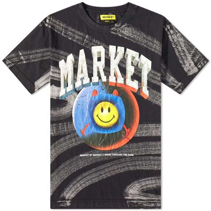 Photo: MARKET Men's Smiley Happiness Within T-Shirt in Black Tie-Dye