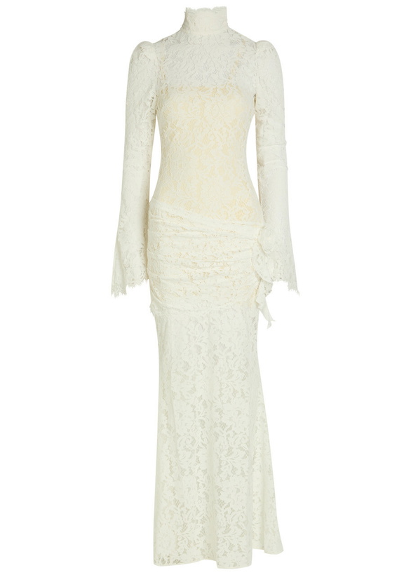 Photo: DE LA Vali Bodita Appliquéd Guipure Lace Maxi Dress White