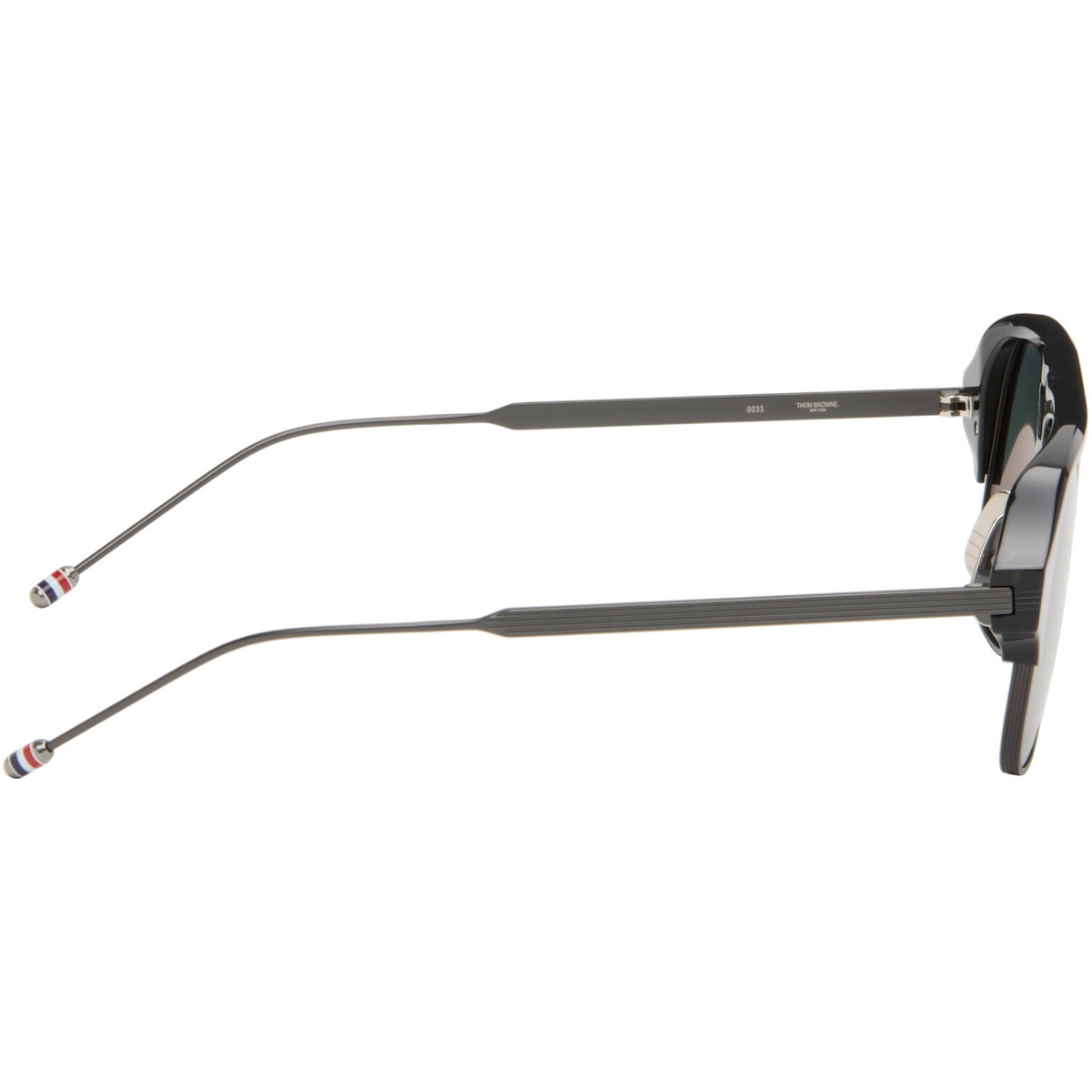 Thom Browne Black Acetate & Titanium Aviator Pilot Sunglasses