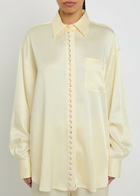 Stella Mccartney Faux Pearl-embellished Satin Shirt Cream
