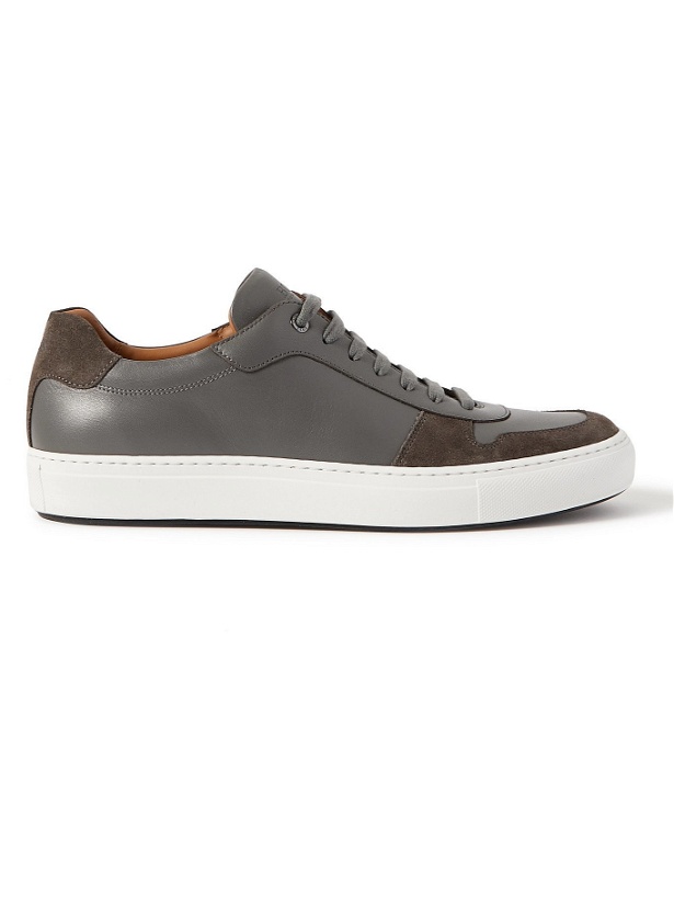 Photo: HUGO BOSS - Mirage Suede-Trimmed Leather Sneakers - Gray - UK 8