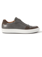 HUGO BOSS - Mirage Suede-Trimmed Leather Sneakers - Gray - UK 8