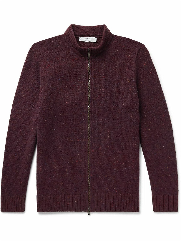 Photo: Inis Meáin - Donegal Merino Wool and Cashmere-Blend Zip-Up Cardigan - Burgundy
